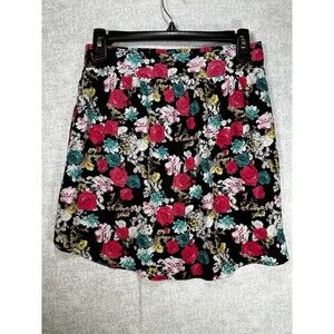 Mimi Chica Skirt Womens Small Multi Color Floral Polyester  Elastic Waist A-Line